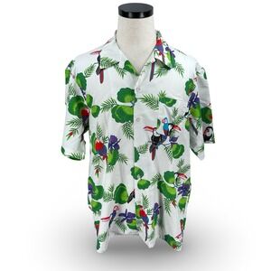 Scorpio Mens XL Hawaiian Shirt Toucan Parrot Tropical Floral Cotton Made in USA